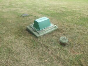 Image of a Tricel sewage treatment plant in the garden of a customer property