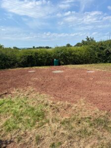 A newly installed sewage treatment plant in a garden
