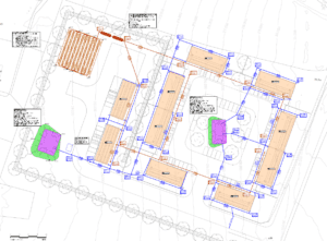 A picture of a site plan for a housing development